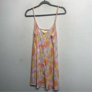 NWT Miken Swim Dress Palm Leaf M Button Front